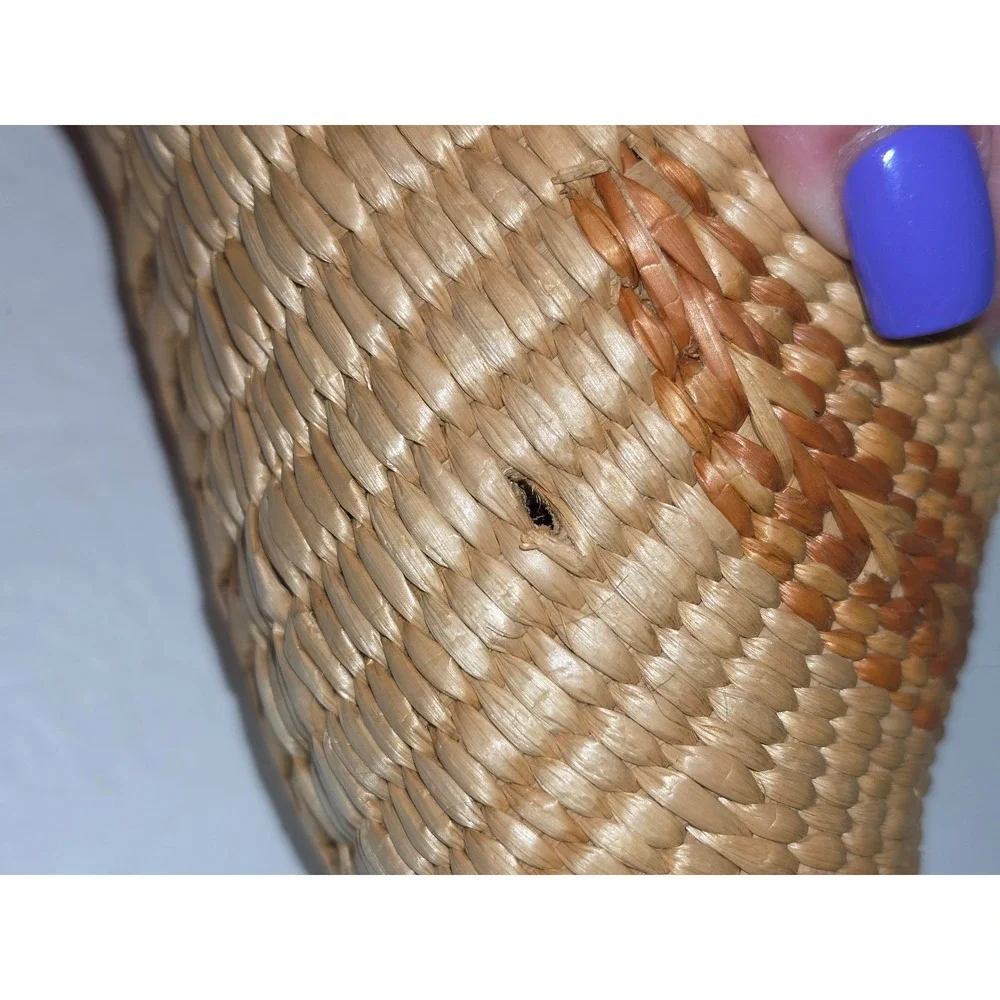 Pair of vintage‎ woven seagrass or straw decorative shoes or baskets. 1970s